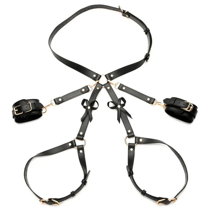Black Vegan Bondage Harness With Bows XL-2XL - Image 3
