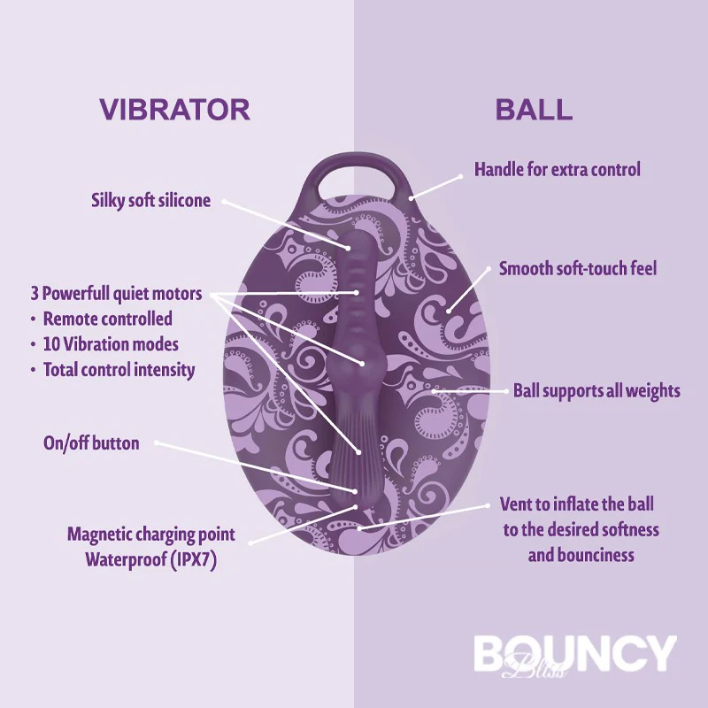 Bouncy Bliss Sit-On Vibrator with Remote - Purple - Image 8