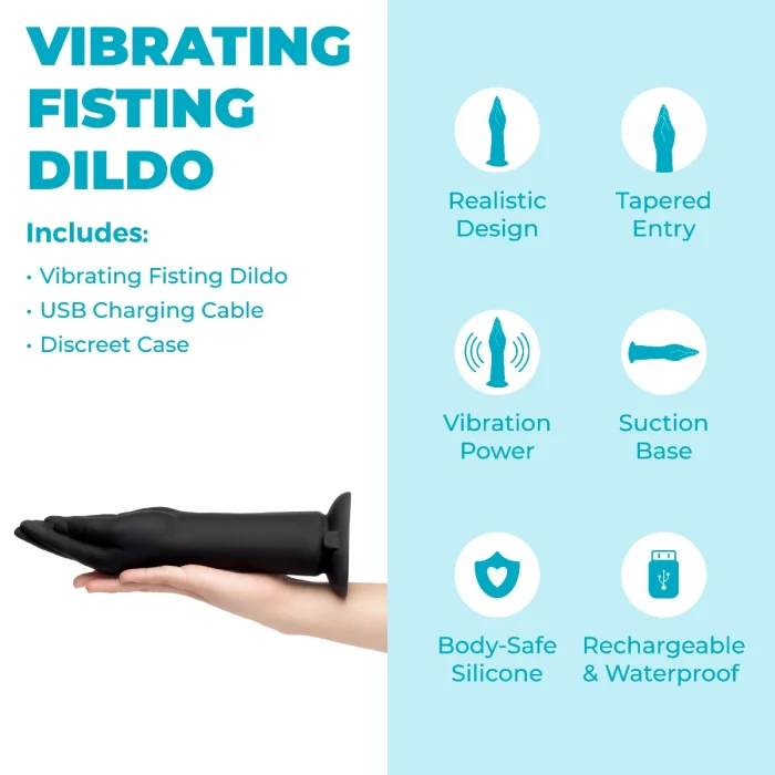 b-Vibe 10.5 Inch Vibrating Silicone Hand Fisting Dildo with Suction Base - Image 8