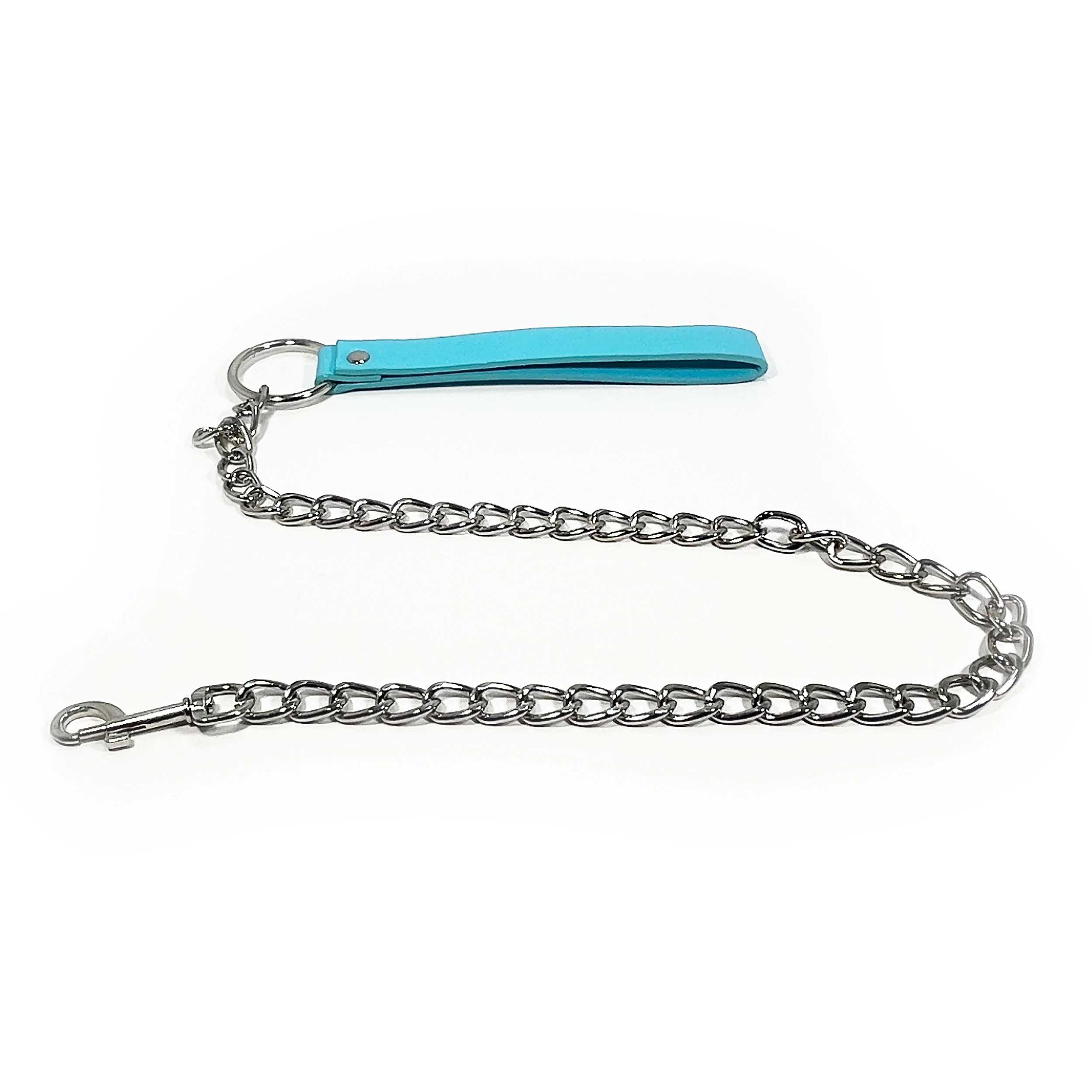 Chain Leash with Wrist Strap by Fetish Pleasure Play in Teal - 31"