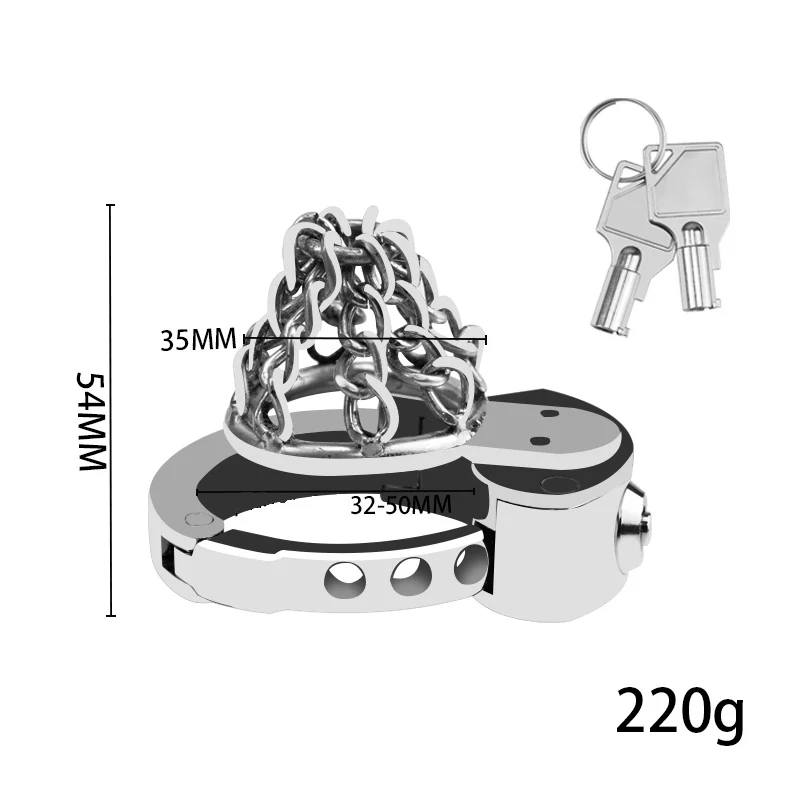 Chained Adjustable Ring Metal Cock Cage by Metal Pleasure Play - Image 4