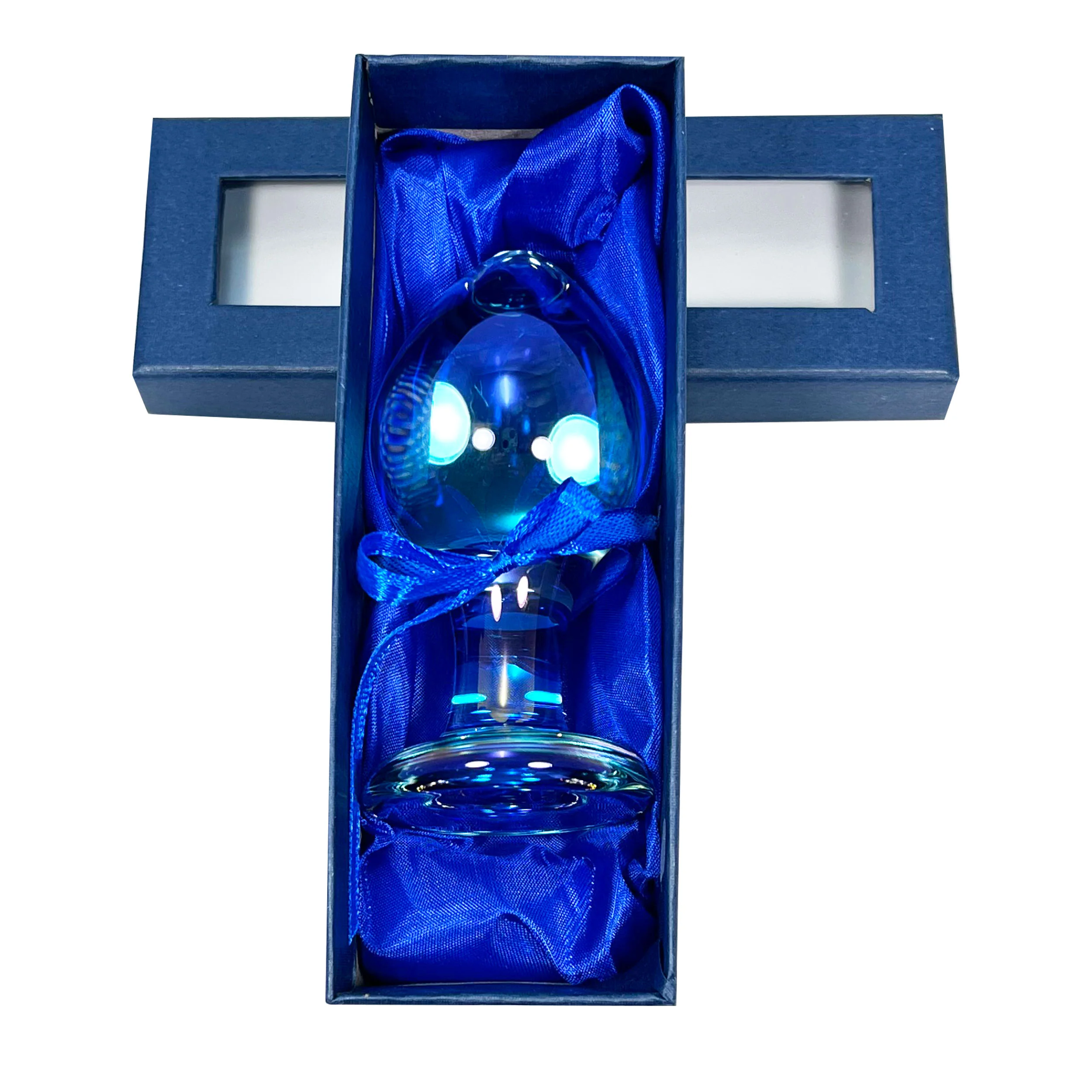 Classic Blue Glass Butt Plug in Medium by Glass Pleasure Play - Image 2