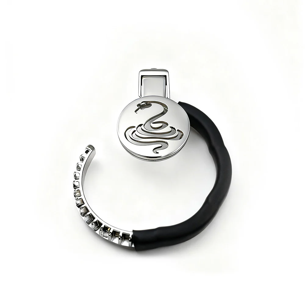 Cobra Flat Chastity Cage with Handcuff-Style Locking Ring by Metal Pleasure Play - Image 6