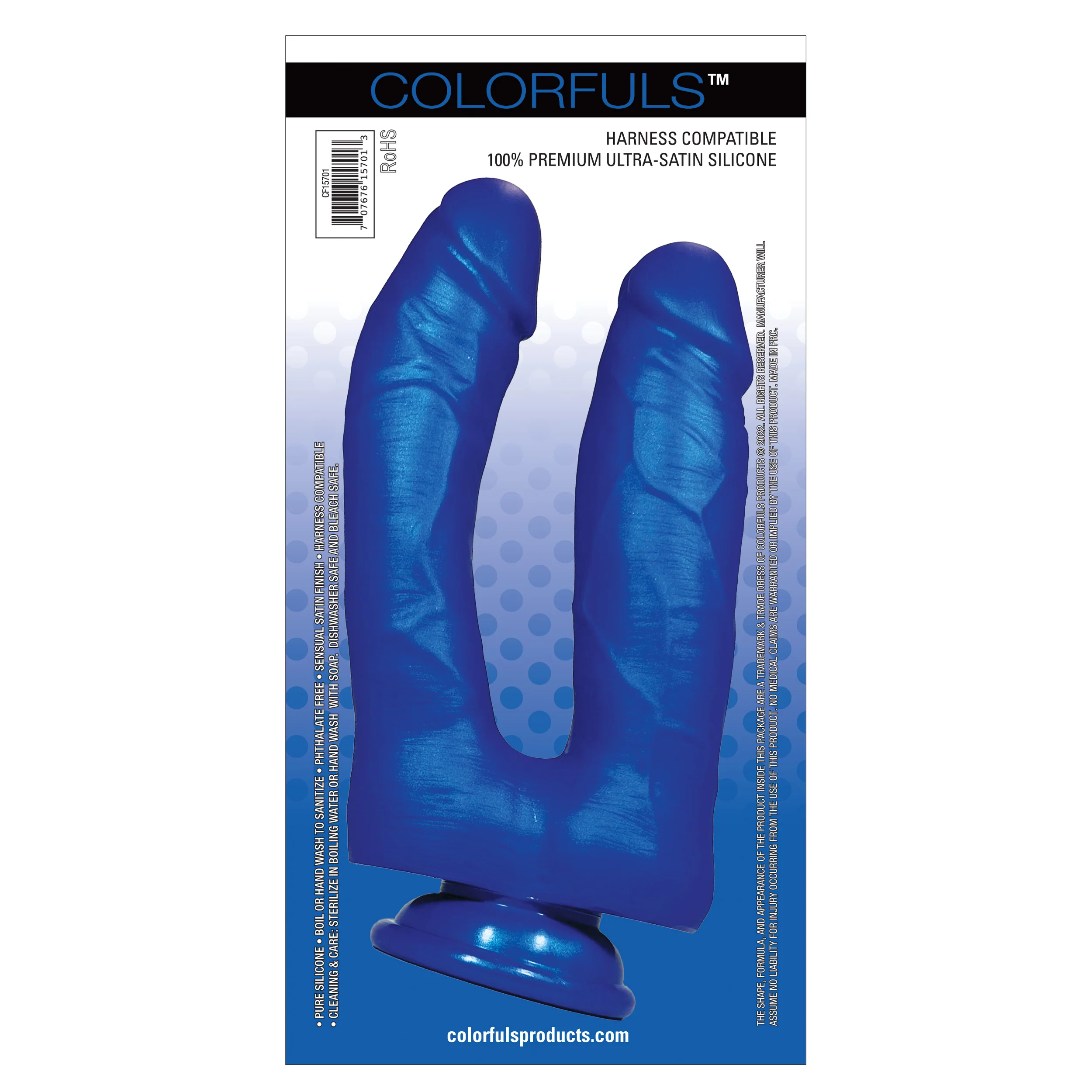 Colorfuls Shades of Silk 6.5 in Dual Blue Dildo - Image 3