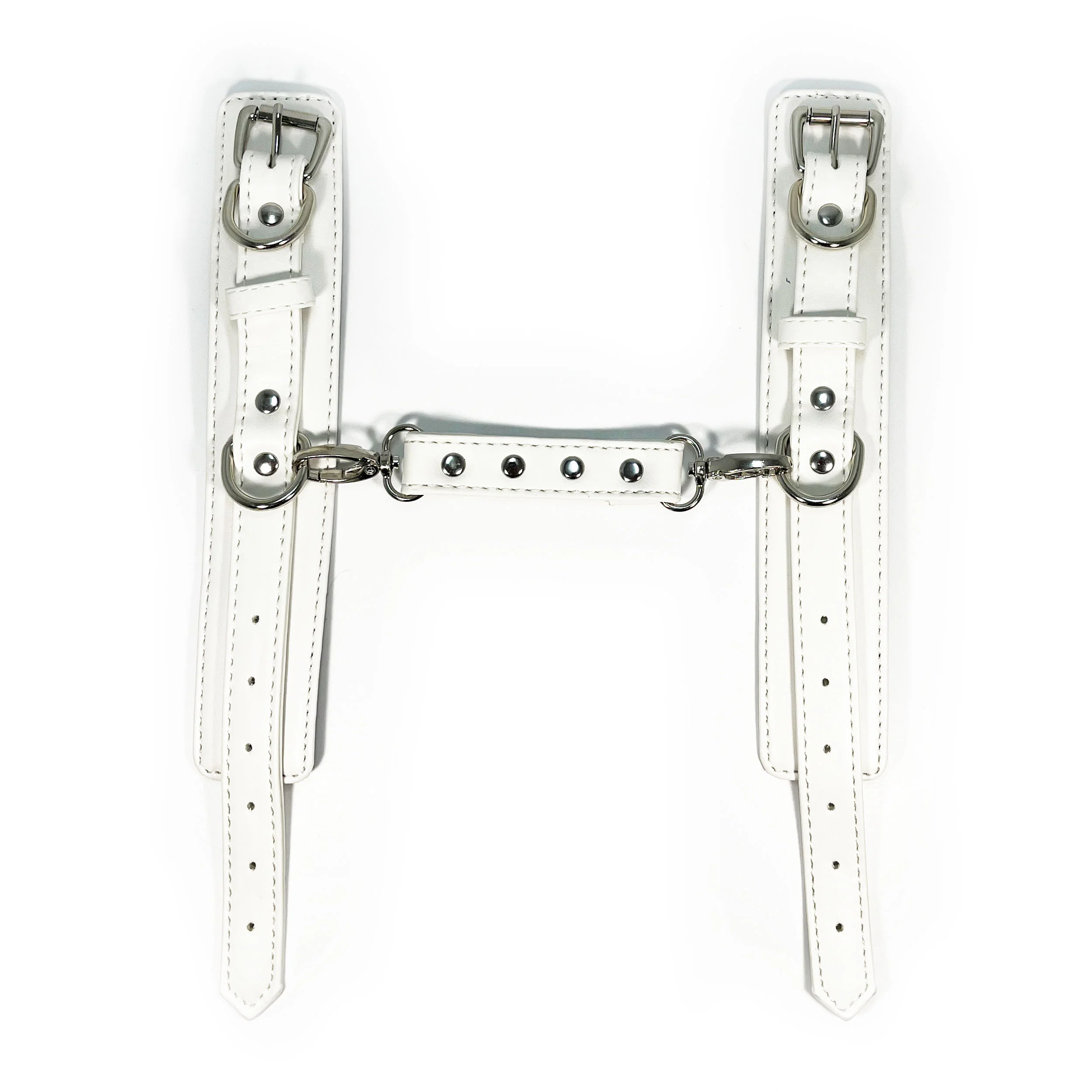 White Connecting Wrist Cuffs by Fetish Pleasure Play - Image 2