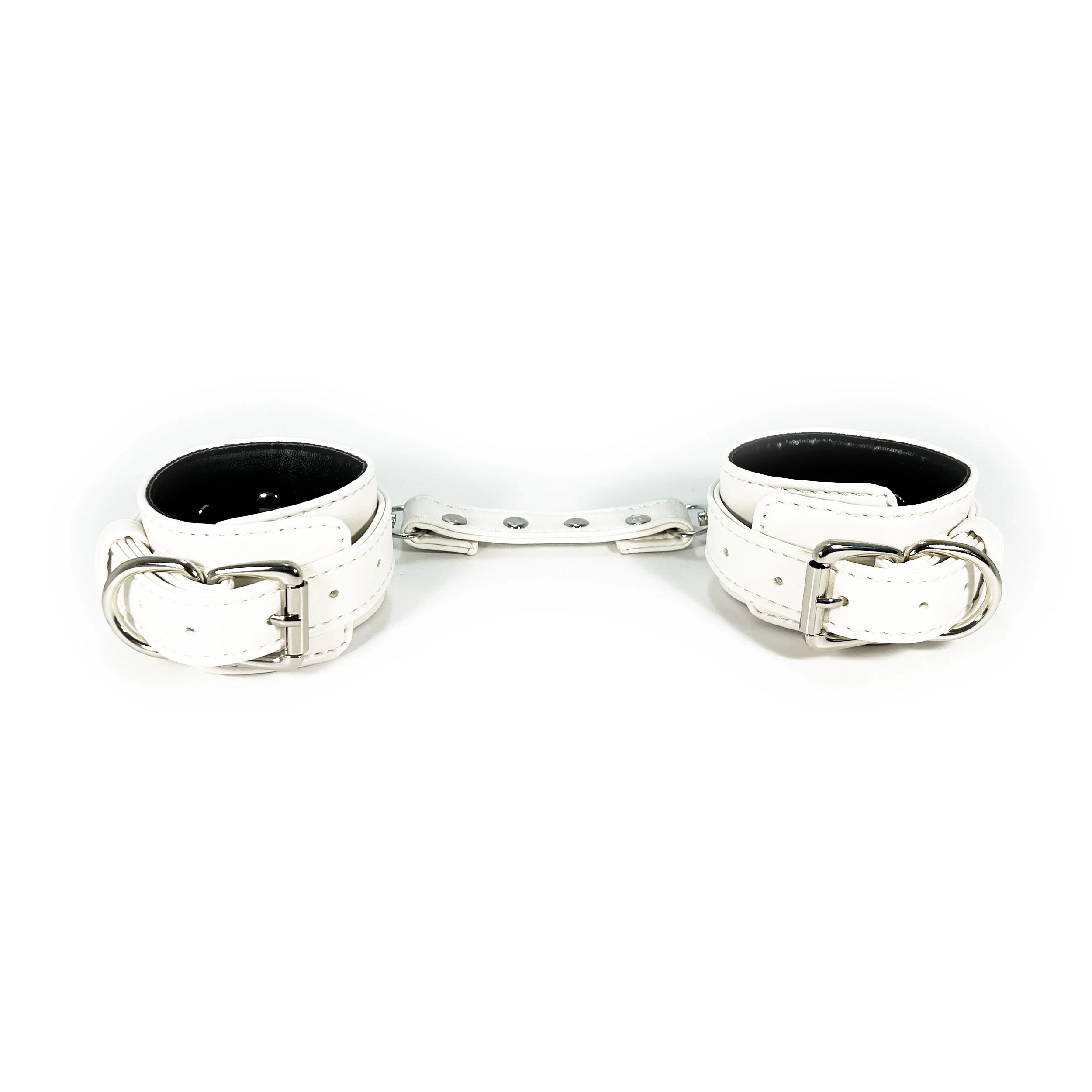White Connecting Wrist Cuffs by Fetish Pleasure Play - Image 3