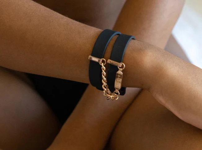Crave Silicone Black & Rose Gold Cuff Bracelets - Image 2