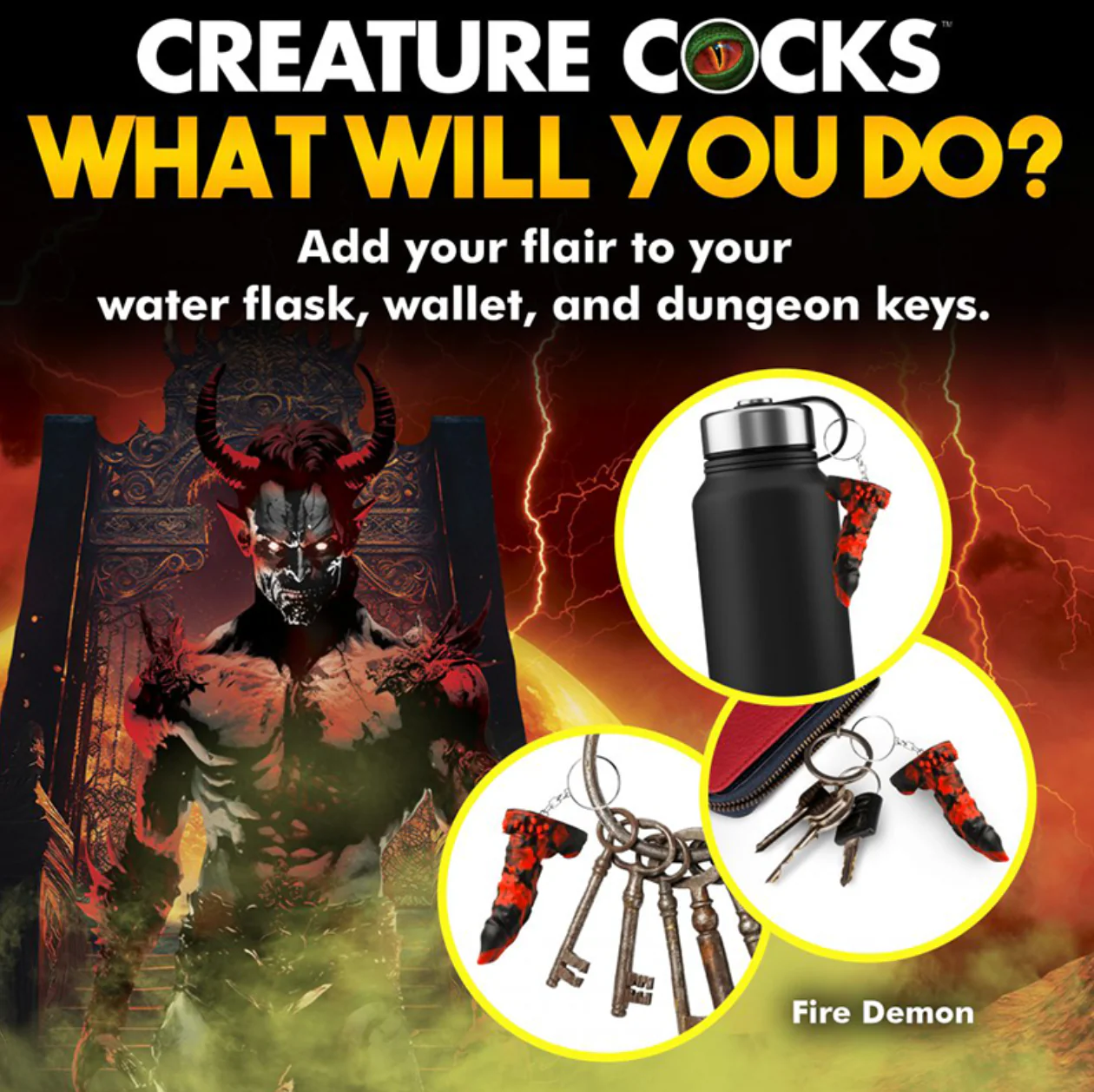 THE CREATURE COCKS FIRE DEMON DONG KEYCHAIN - Image 3