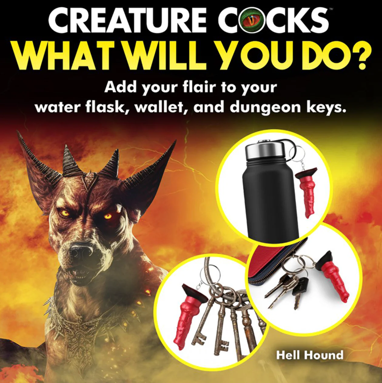 THE CREATURE COCKS HELL HOUND DONG KEYCHAIN - Image 3