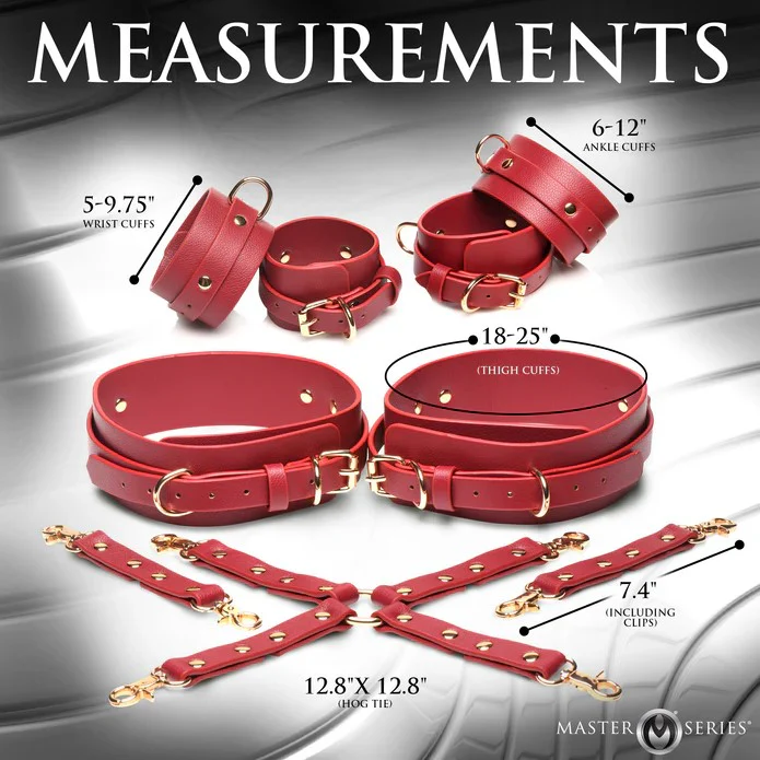 Crimson Captive Thigh, Wrist, Ankle Hog Tie Restraints - Image 2