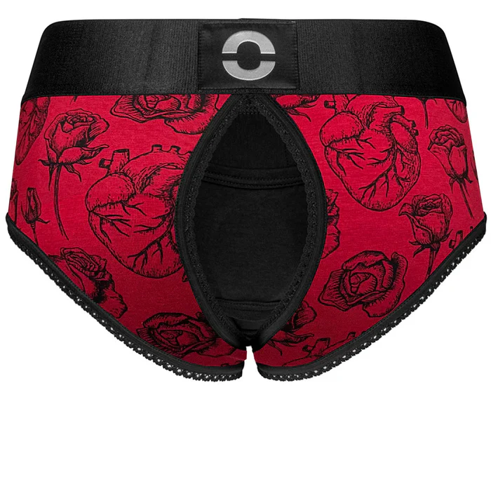 Crotchless Panty Harness in Red Hearts & Roses - Image 2