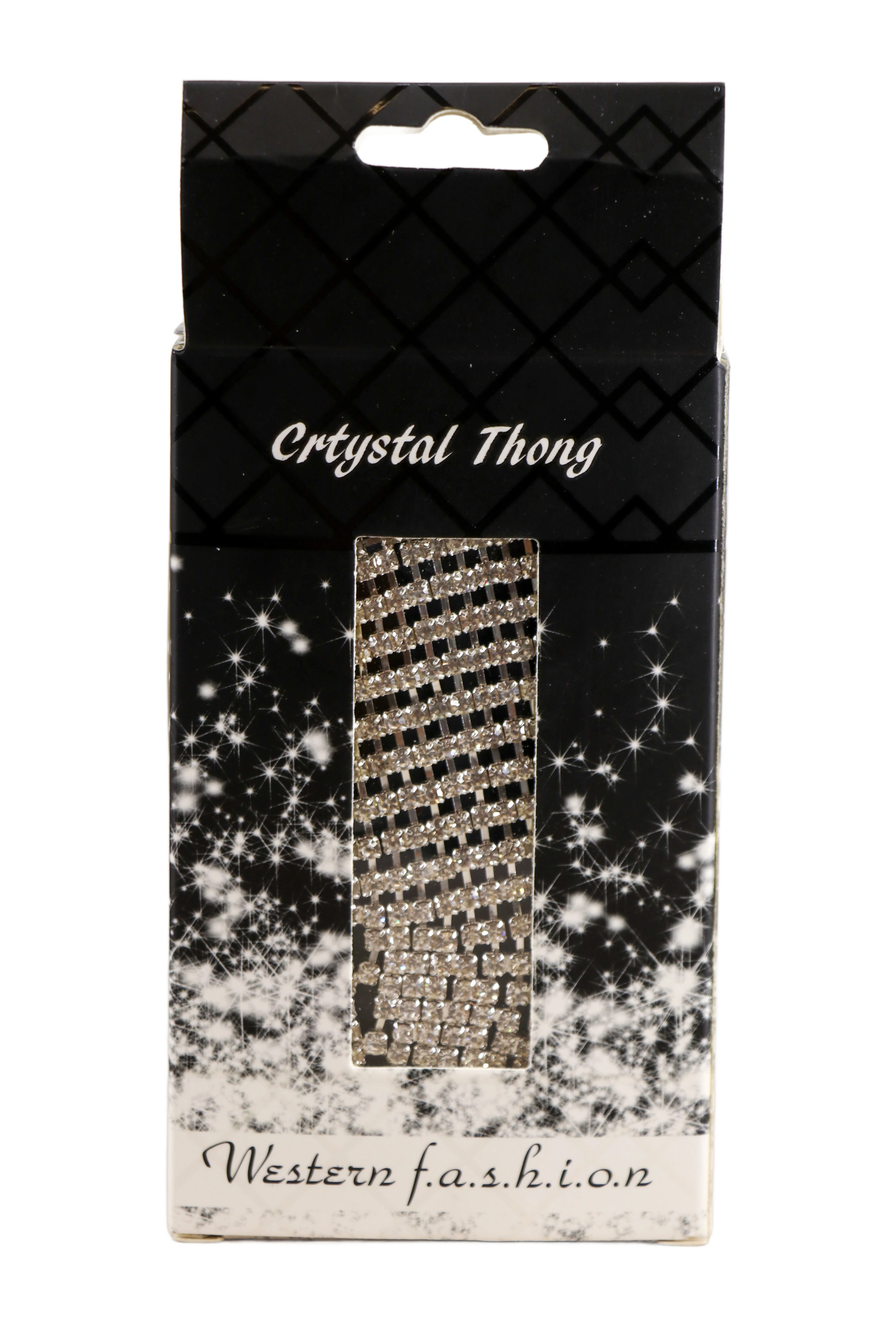 Crystal Rhinestone Thong, Silver, One Size - Image 3