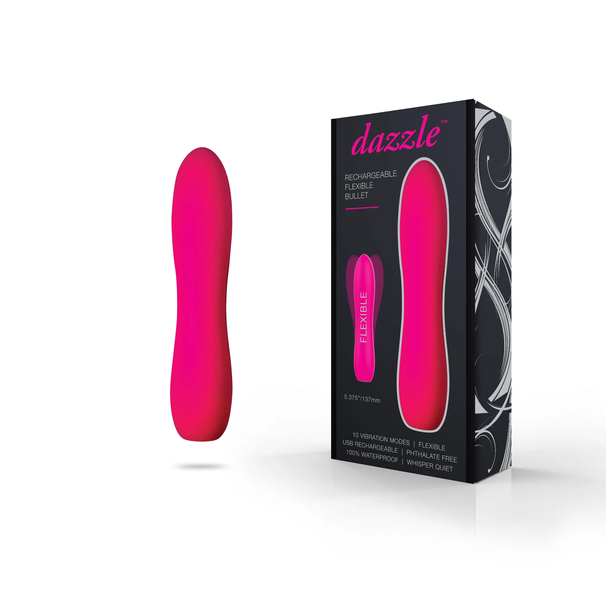 Dazzle Rechargeable Flexible Bullet Vibrator in Pink