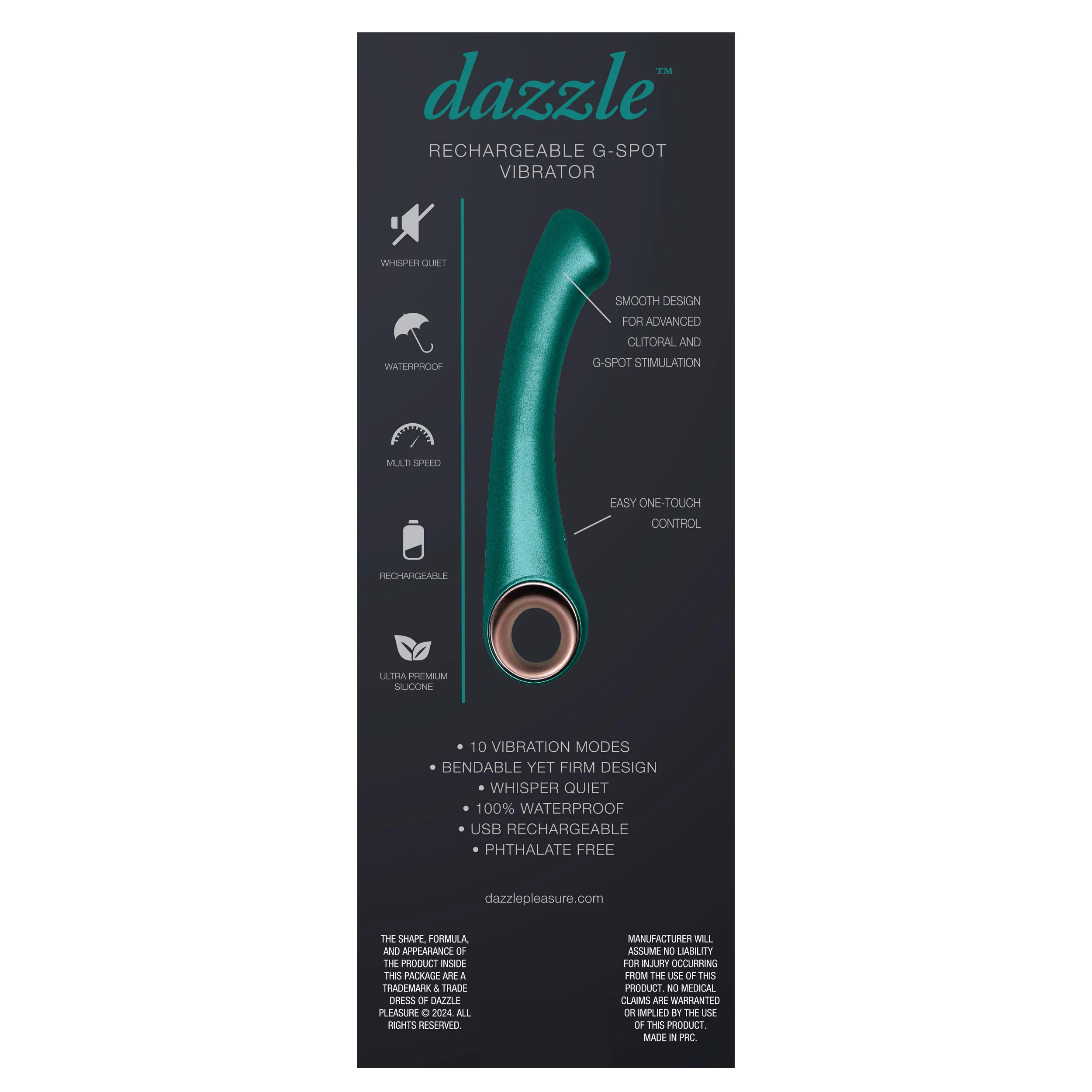 Dazzle Rechargeable G-Spot Wand Vibrator in Green - Image 3