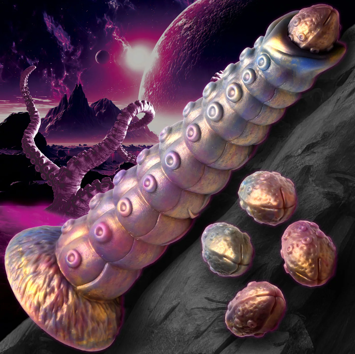 THE DEEP INVADER TENTACLE OVIPOSITOR DILDO w/ EGGS BY CREATURE COCKS - Image 4