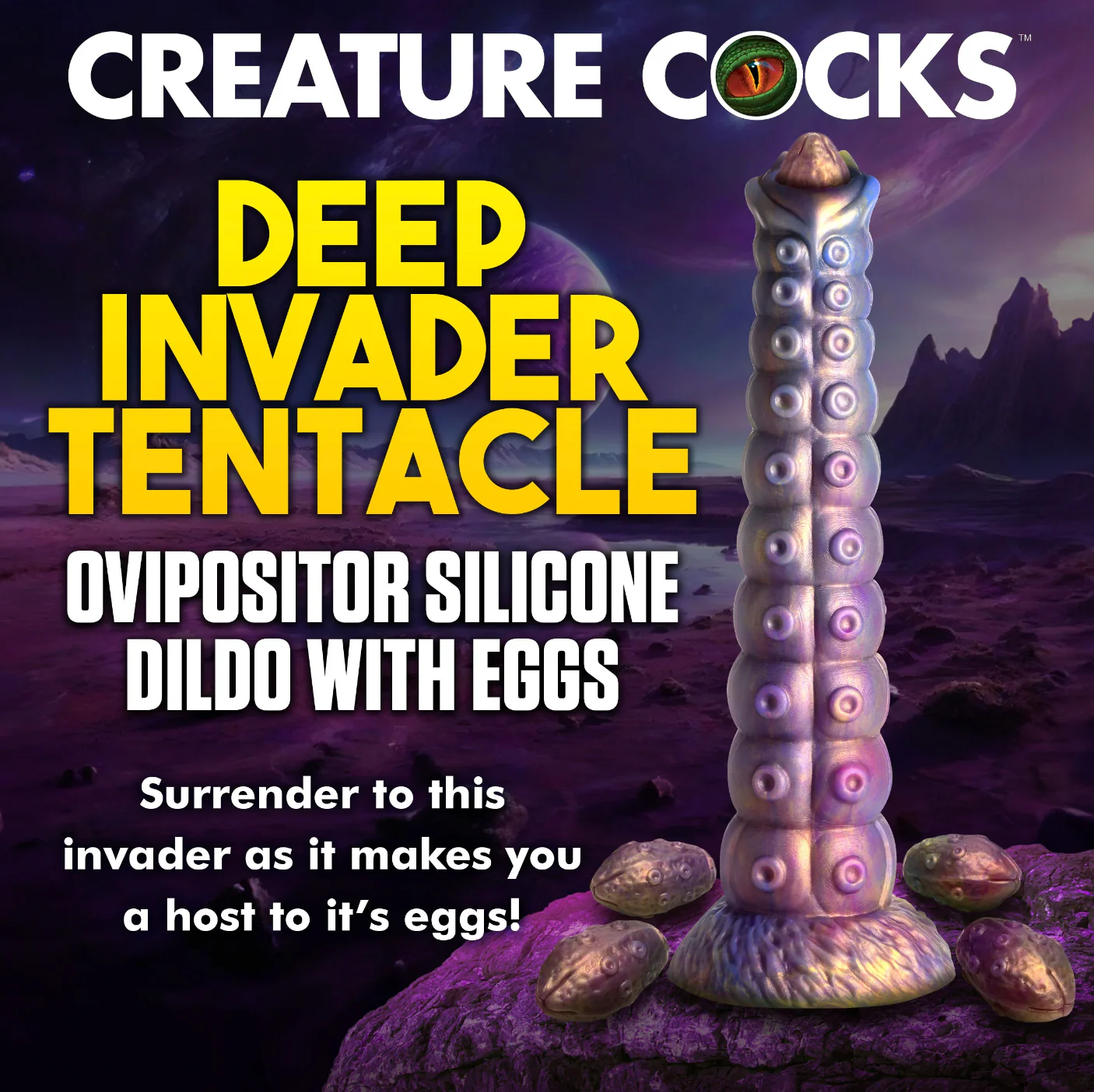 THE DEEP INVADER TENTACLE OVIPOSITOR DILDO w/ EGGS BY CREATURE COCKS - Image 5