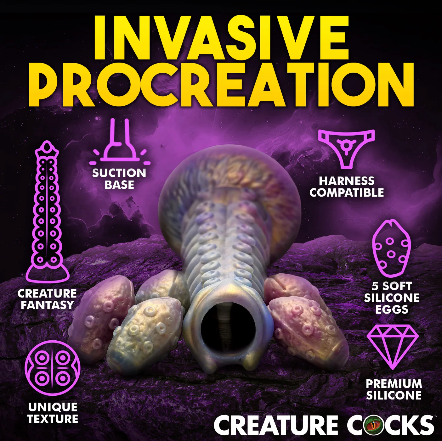 THE DEEP INVADER TENTACLE OVIPOSITOR DILDO w/ EGGS BY CREATURE COCKS - Image 8