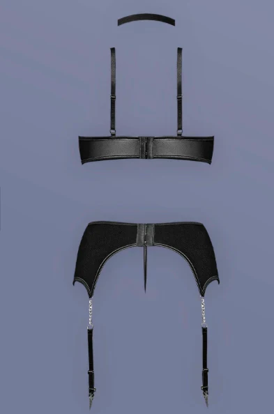 Delilah Dominatrix Bra and Garter Set, Black, Queen O/S - Image 4