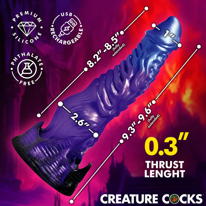 Diabolos Thrusting & Vibrating Silicone Dildo by Creature Cocks - Image 3