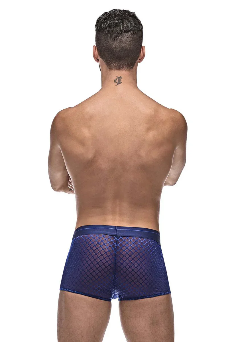 Diamond Mesh Mini Shorts Boxer Briefs, Navy - Image 2