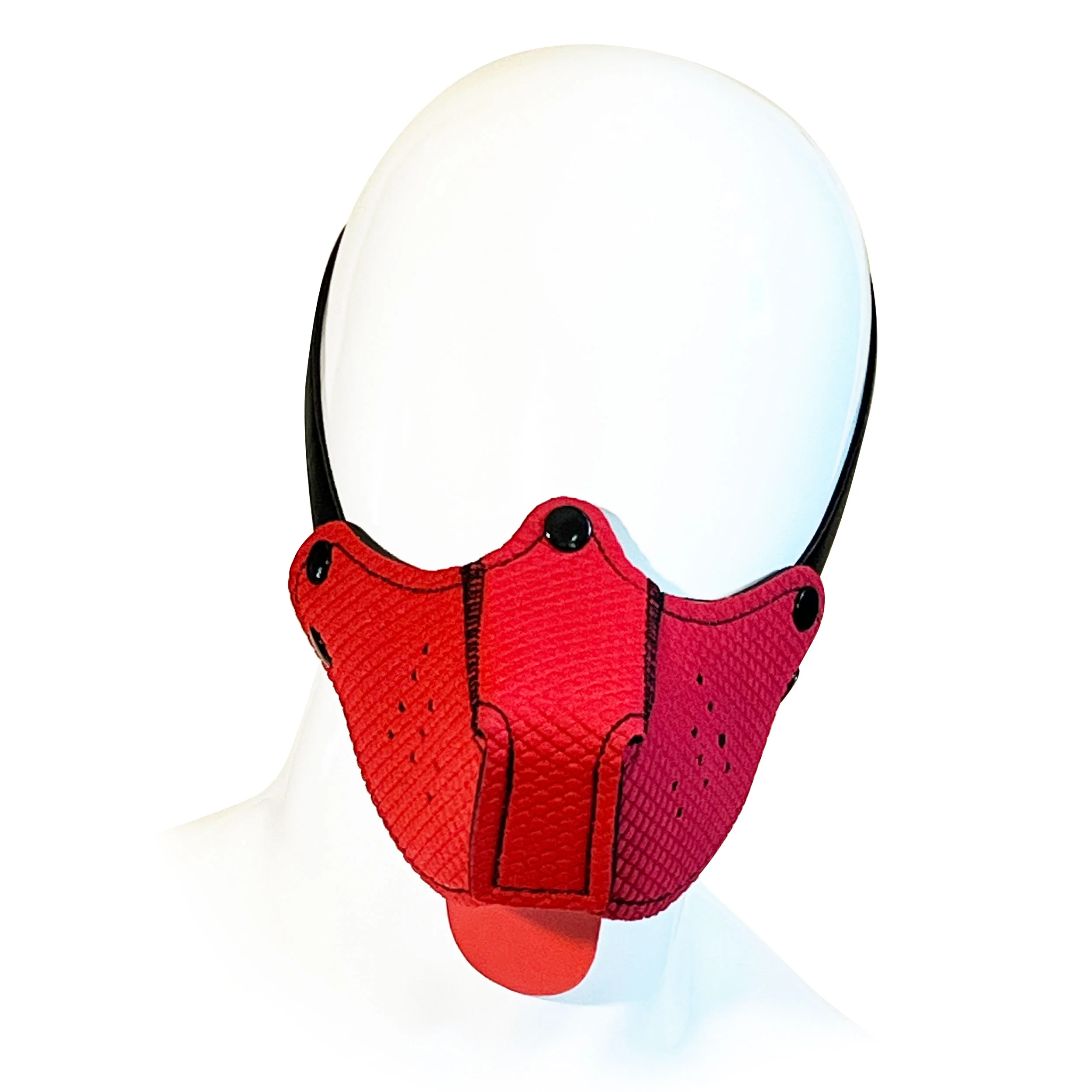 Dog Muzzle Head Harness by Fetish Pleasure Play in Red - Image 2