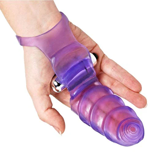 Double Finger Banger Vibrating G-spot Glove - Purple