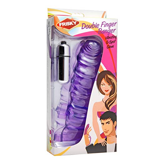 Double Finger Banger Vibrating G-spot Glove - Purple - Image 3