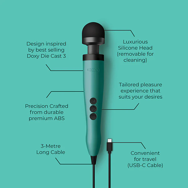 Doxy 3 USB-C Wand Massager, Turquoise - Image 5