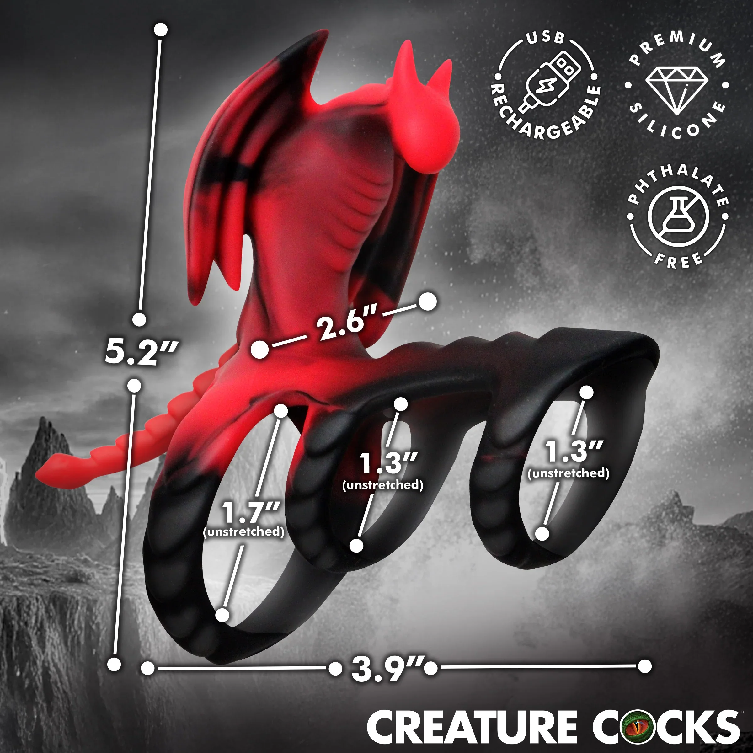 Dragon Vibrating Silicone Cock Ring by Creature Cocks - Image 3