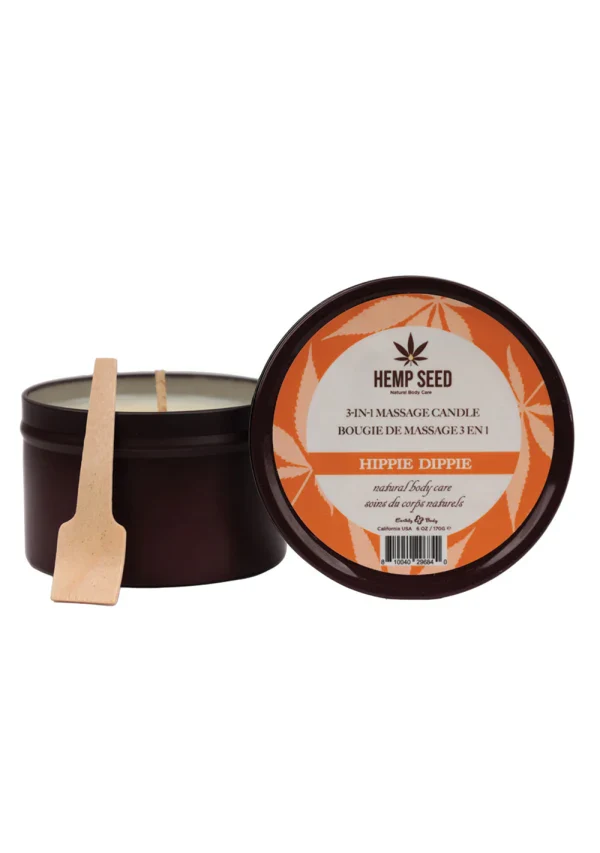 Earthly Body Hemp Seed 3 in 1 Massage Candle, Hippie Dippie, 6oz