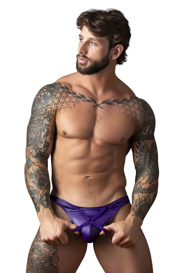 Eggplant Crossover Thong, Purple - Image 3