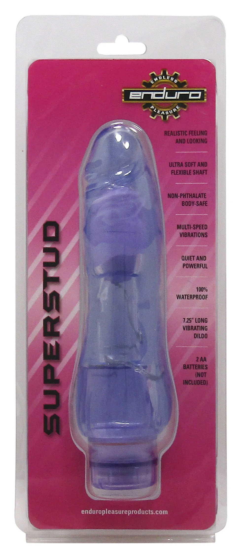 Enduro Vibrating 7.25in Purple Dildo - Image 3