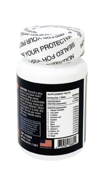 Eruption Double 35MG Male Sexual Enhancement Supplement - 6 Capsule Bottle - Image 2