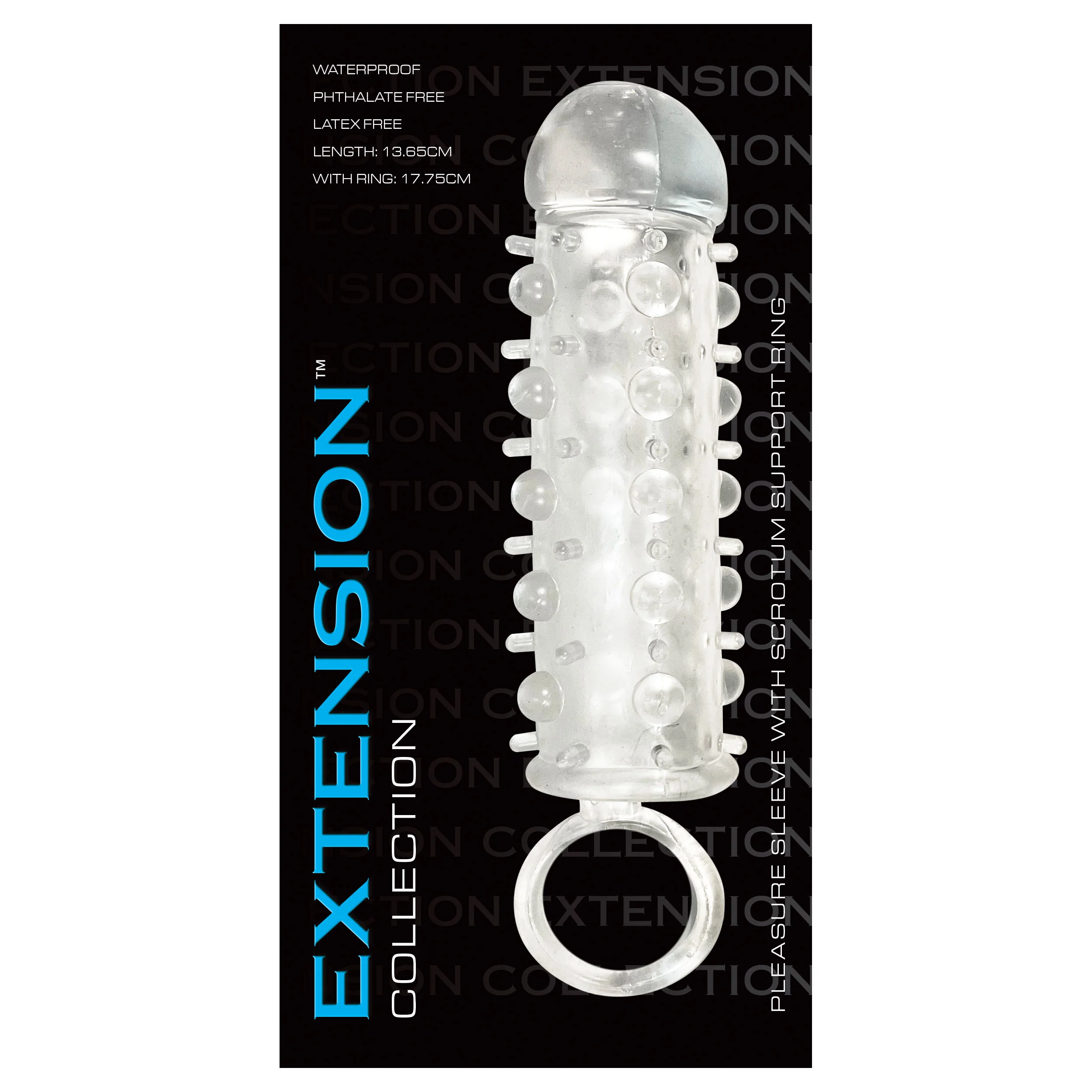 Extension Collection Pleasure Sleeve with Scrotum Support Ring - Clear - Image 11