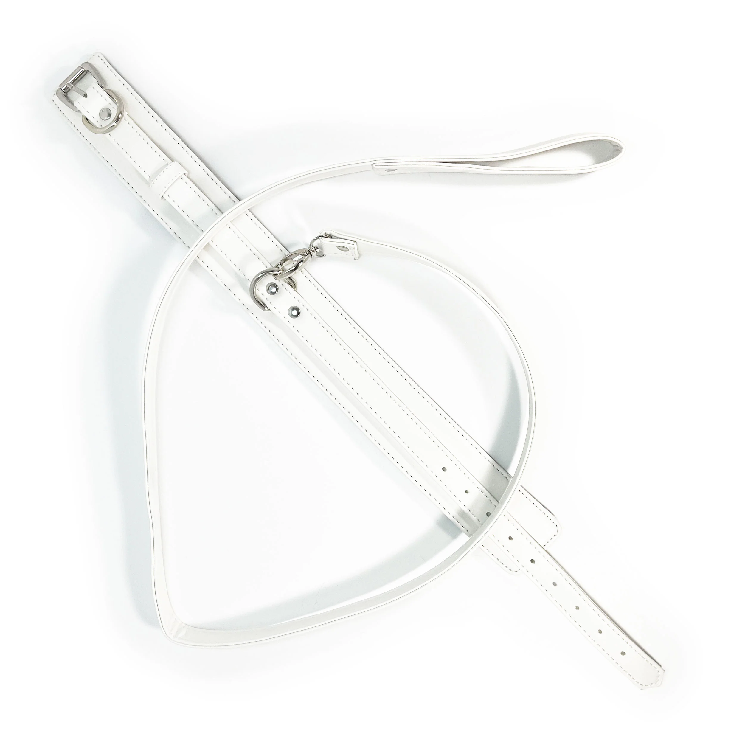 Faux Leather Collar and Leash Set by Fetish Pleasure Play in White - Image 3