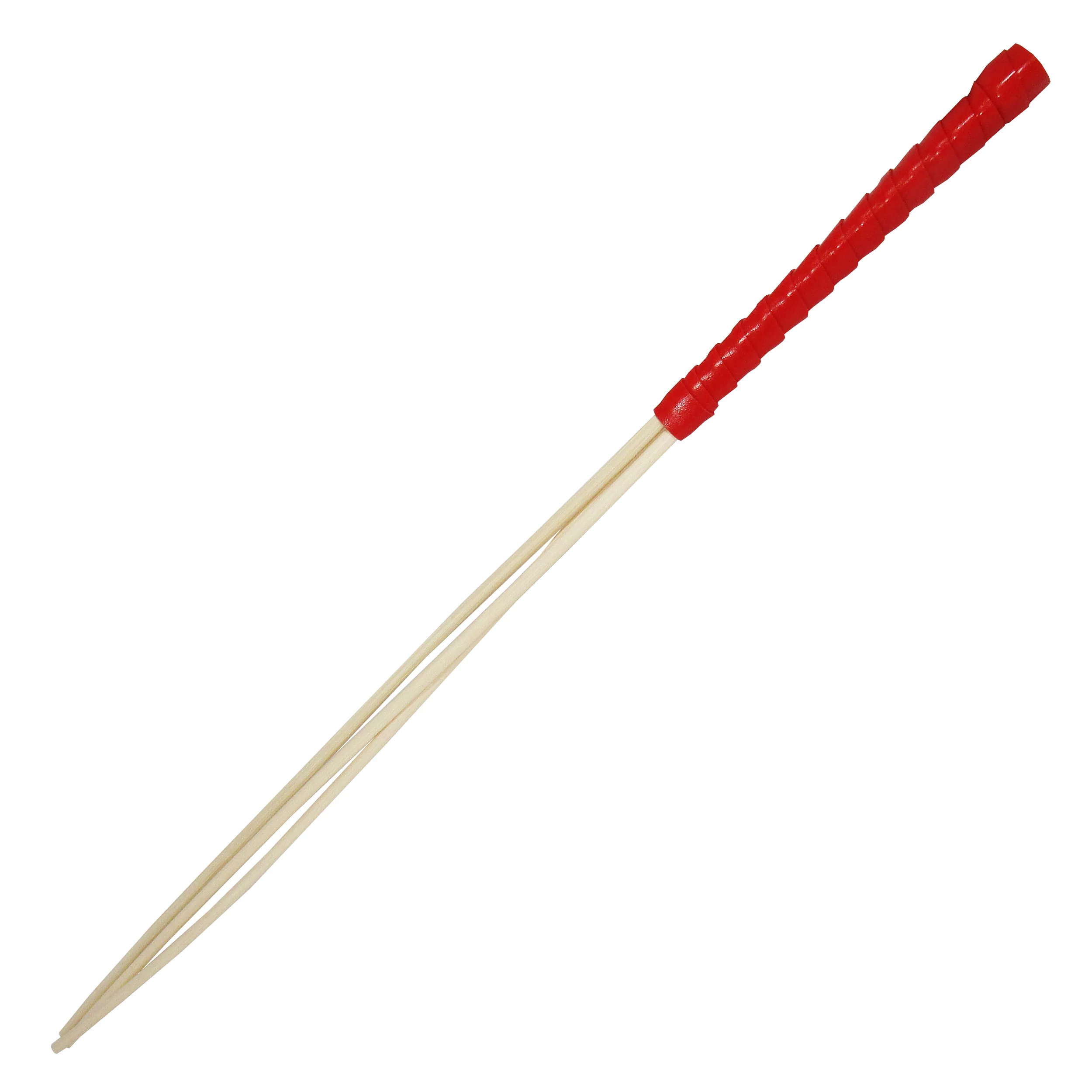 Fetish Pleasure Play Cane w/3 Rattans - Red Handle