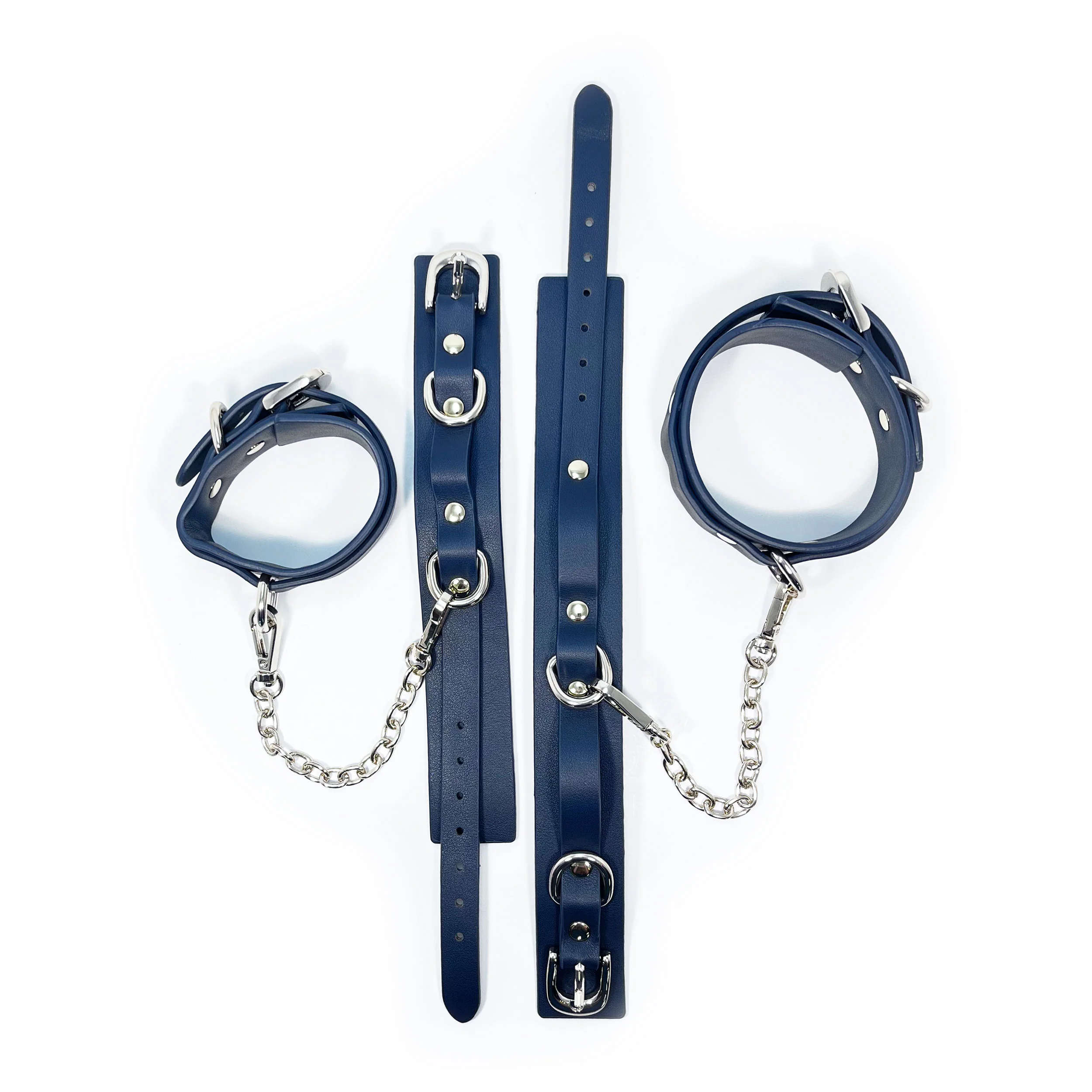 Fetish Pleasure Play Deluxe Leather Bondage Kit - Blue - Image 7