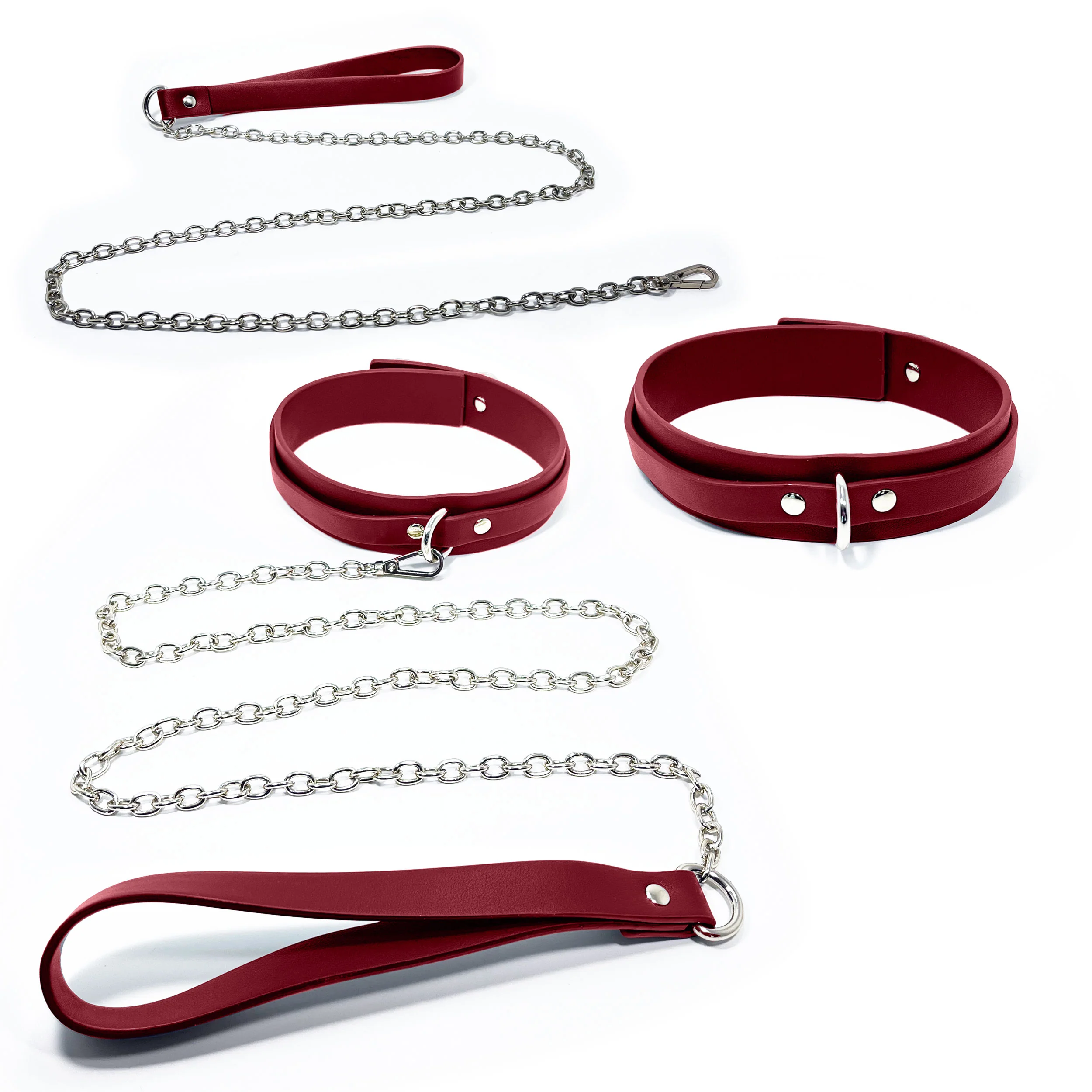Fetish Pleasure Play Deluxe Leather Bondage Kit - Claret - Image 3