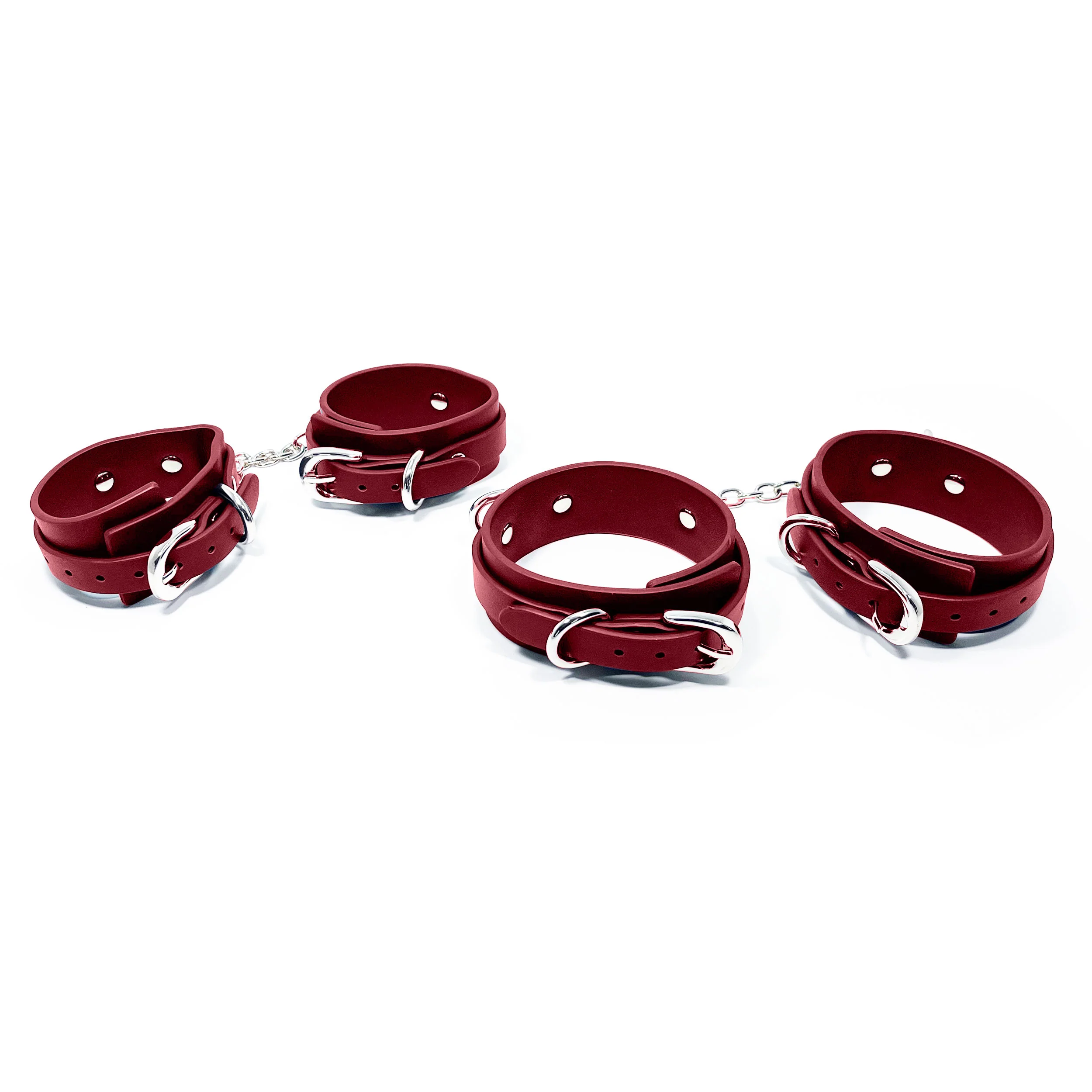 Fetish Pleasure Play Deluxe Leather Bondage Kit - Claret - Image 8
