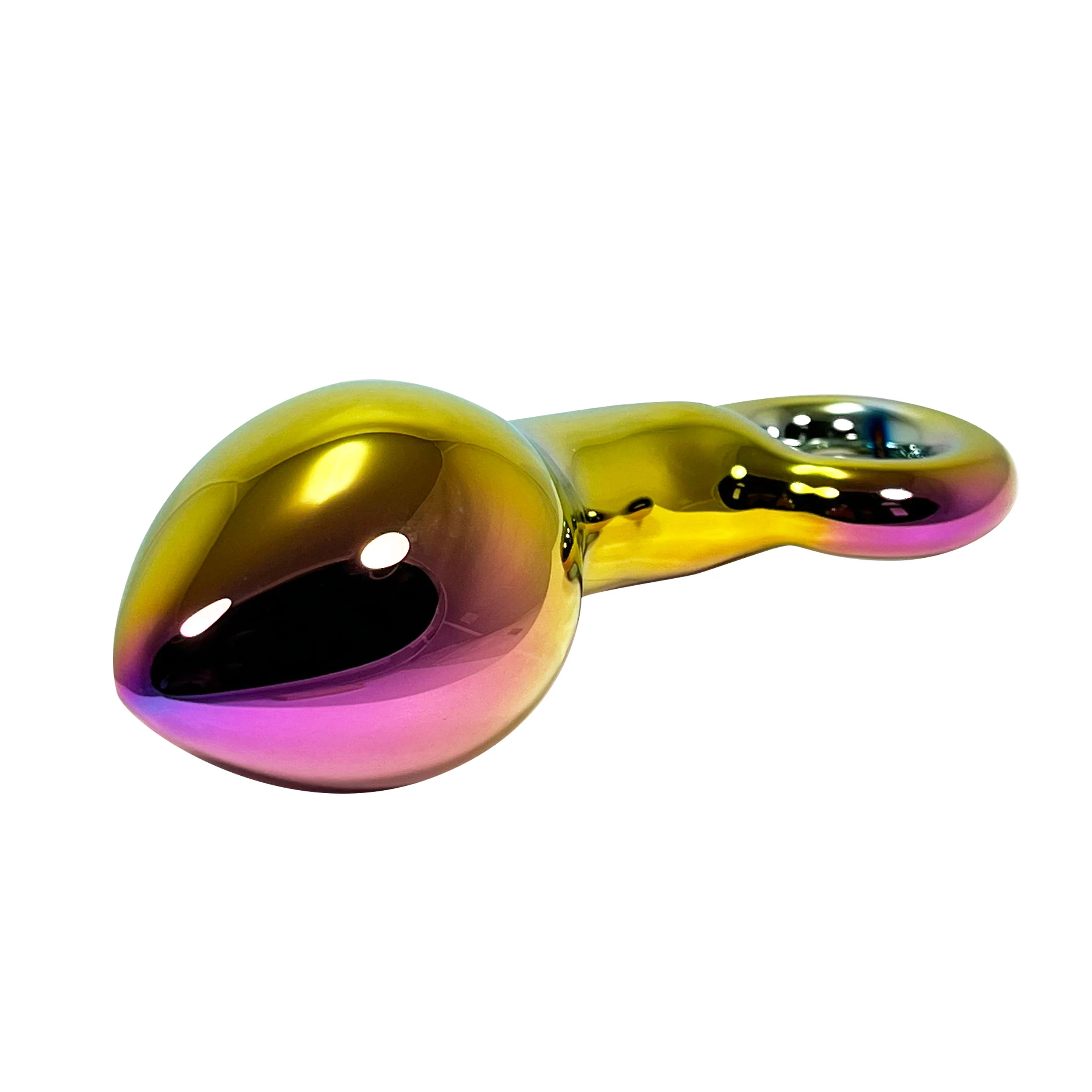 Fetish Pleasure Play Glass Iridescent Butt Plug With O-Ring - Image 2