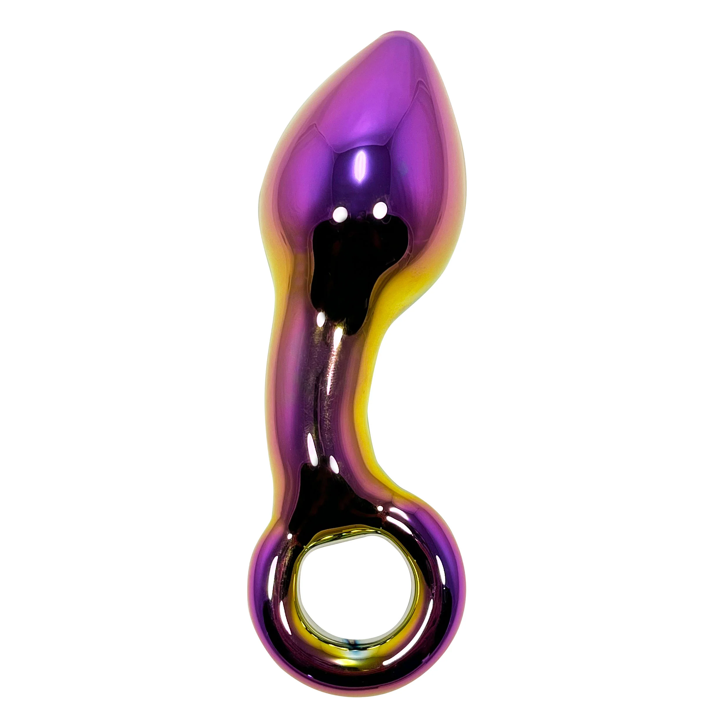 Fetish Pleasure Play Glass Iridescent Butt Plug With O-Ring - Image 3