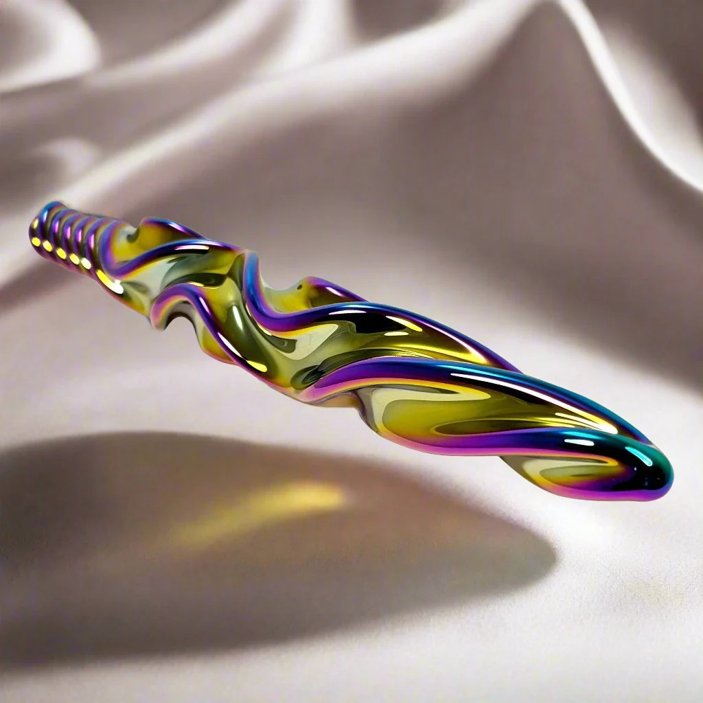 Fetish Pleasure Play Iridescent Glass Ribbed Wand - Image 3