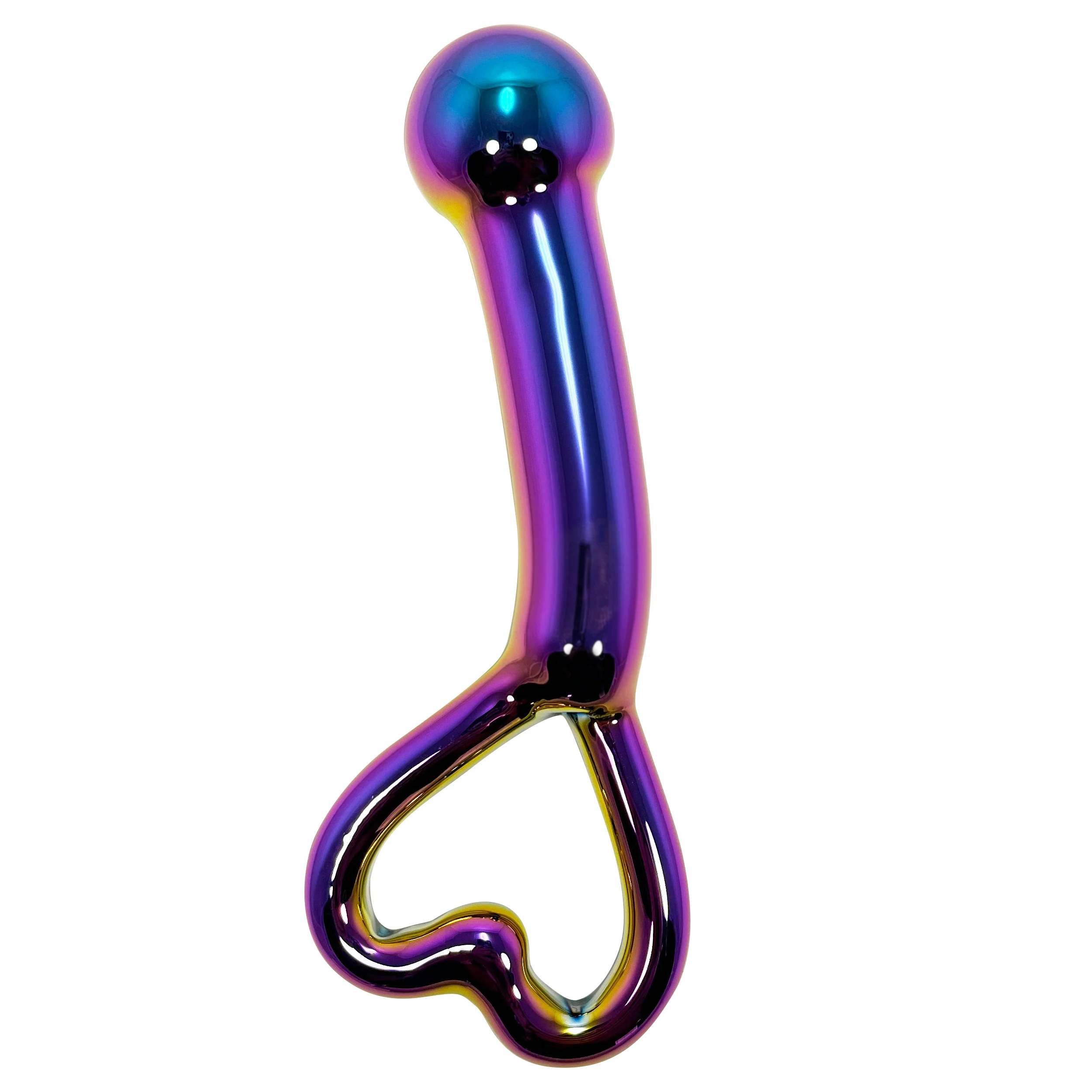 Fetish Pleasure Play Iridescent Glass Wand With Heart Handle - Image 2