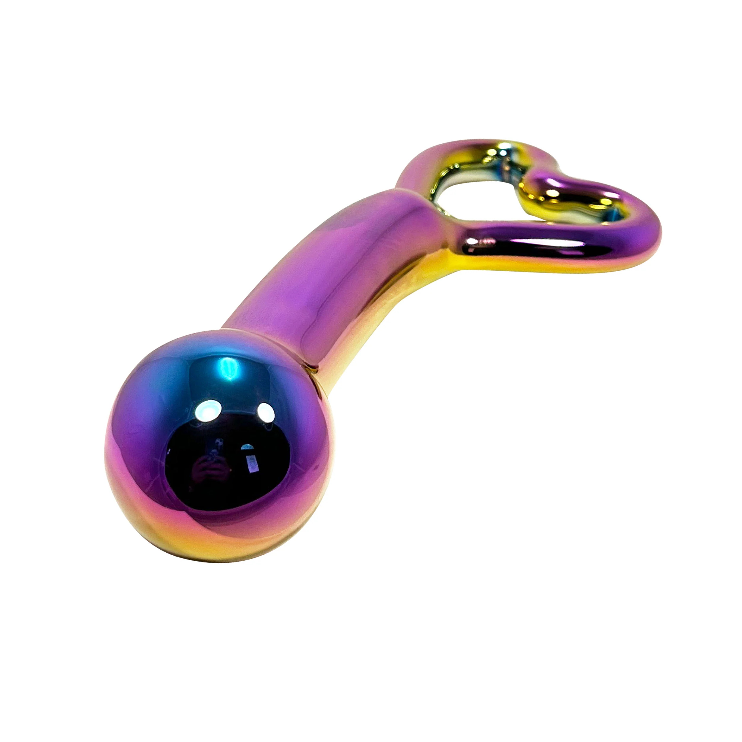 Fetish Pleasure Play Iridescent Glass Wand With Heart Handle - Image 3