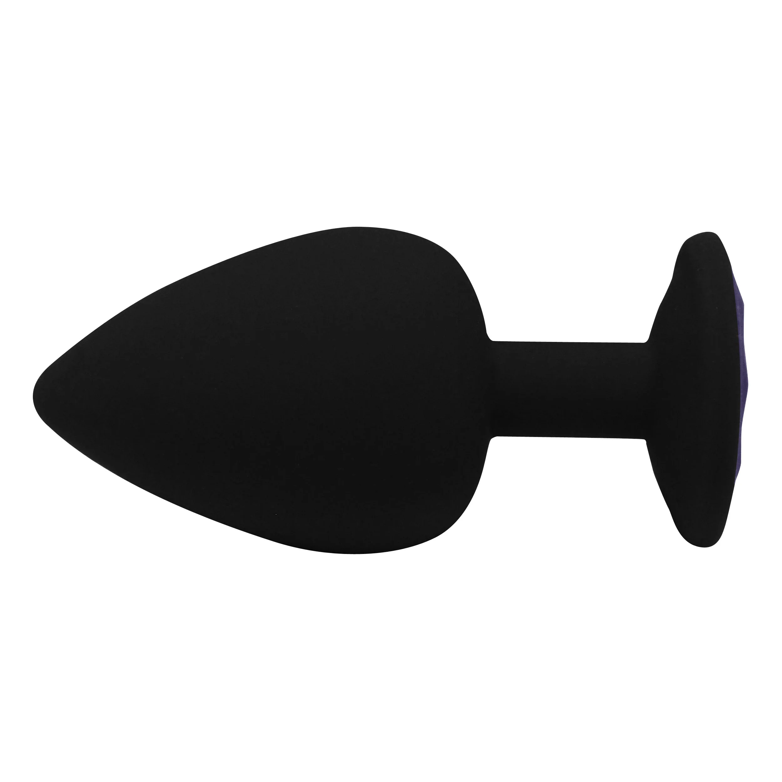 Fetish Pleasure Play Large Black Silicone Butt Plug w/Purple Jewel - Image 2