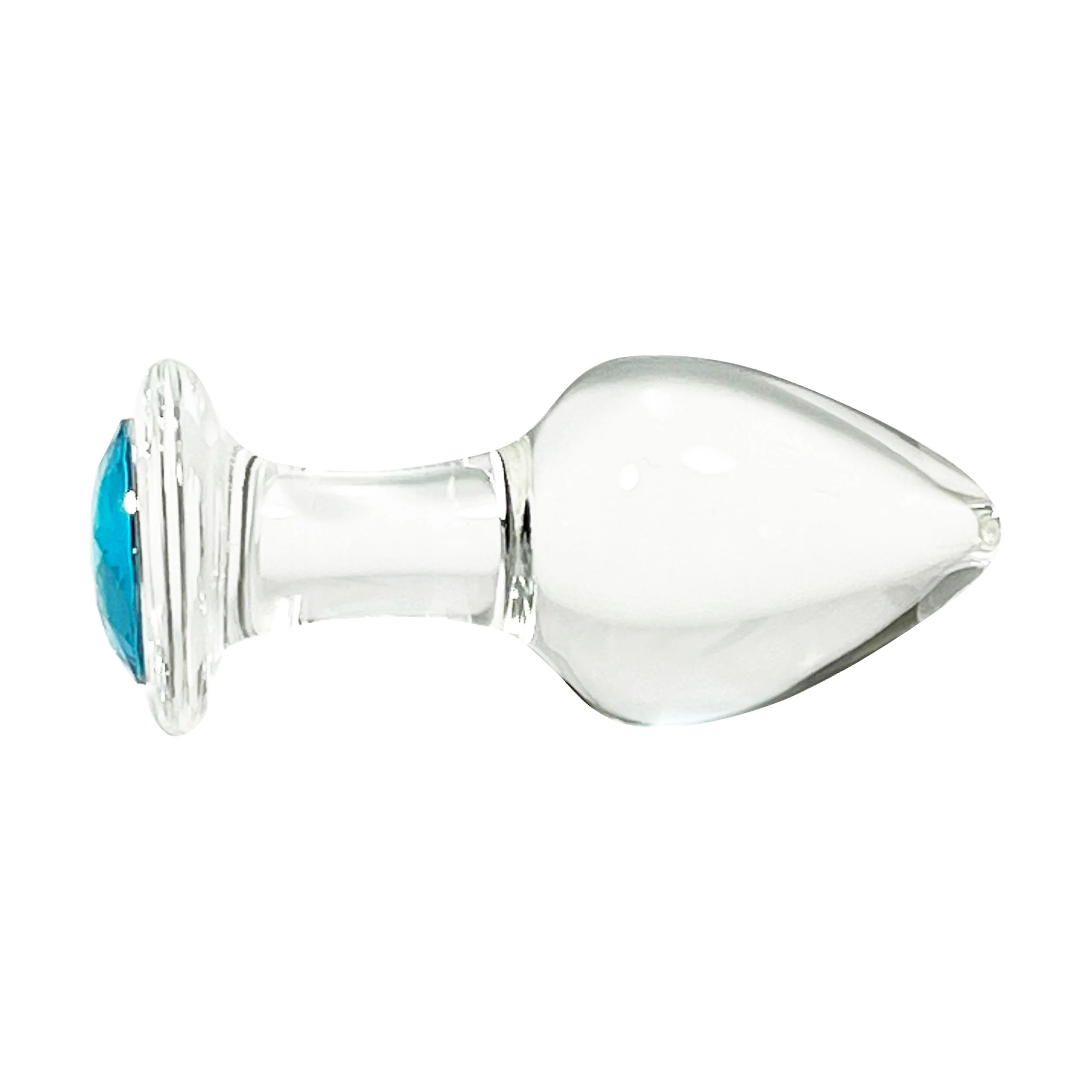 Fetish Pleasure Play Large Glass Blue Jeweled Butt Plug - Image 2
