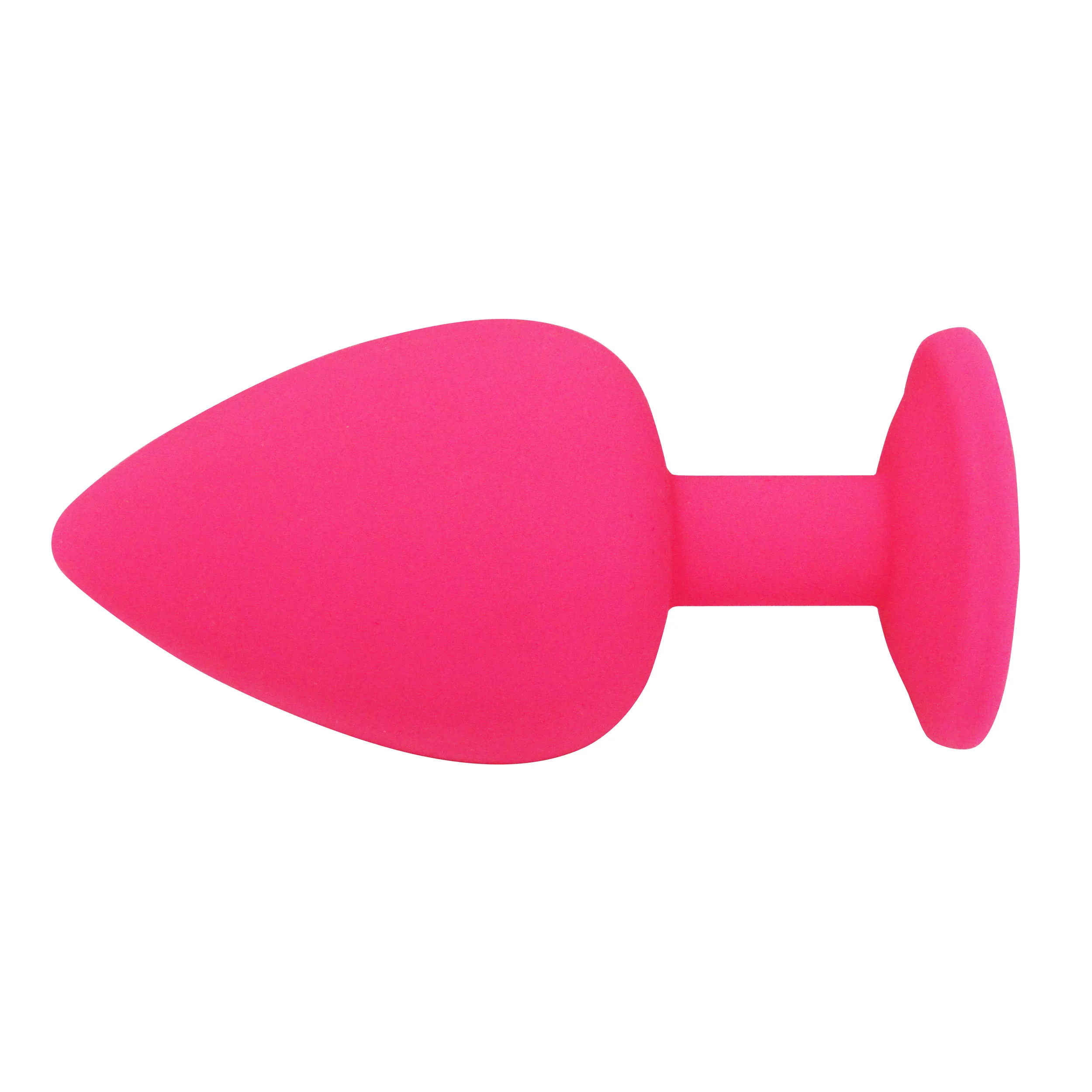 Fetish Pleasure Play Large Pink Silicone Green Jewel Butt Plug - Image 2