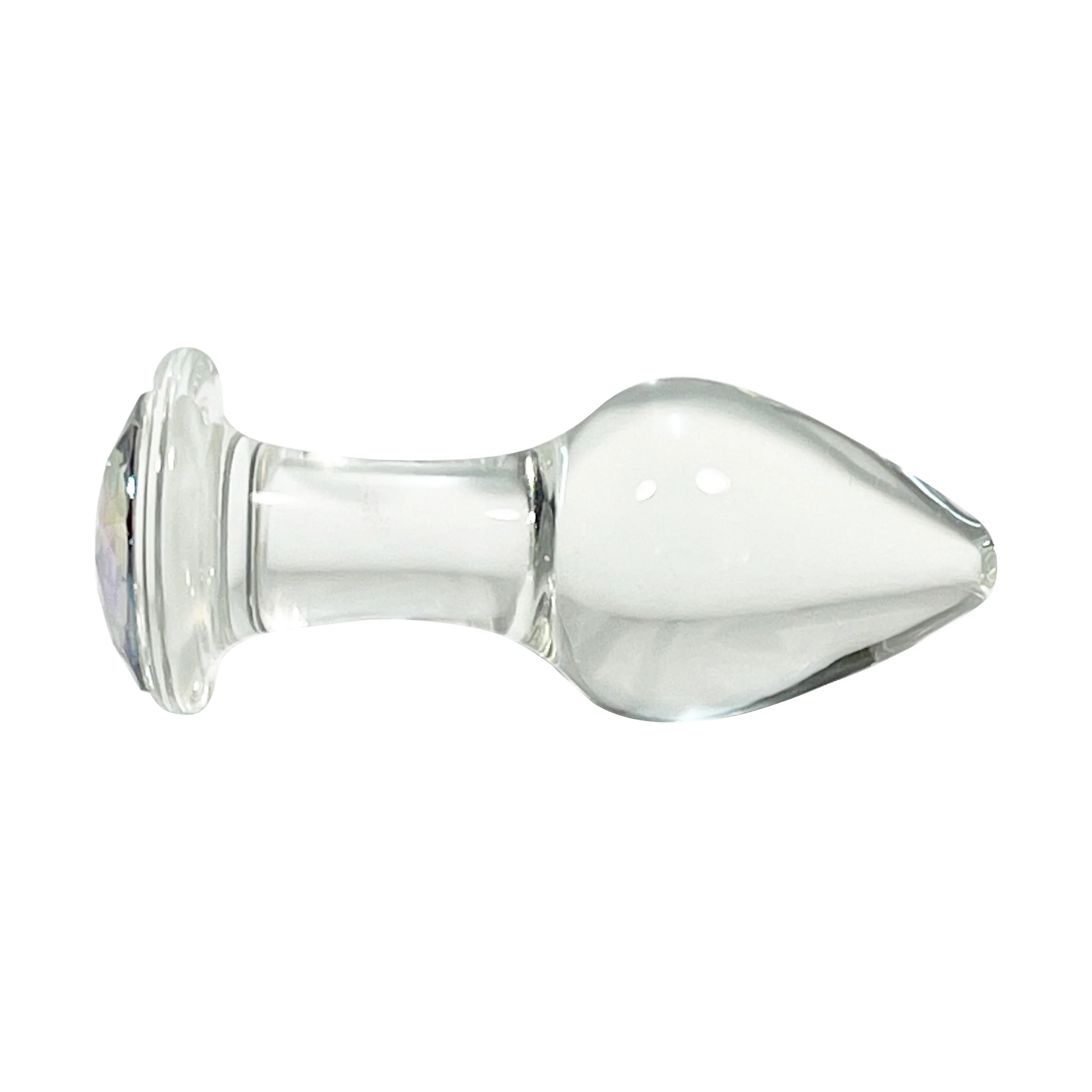 Fetish Pleasure Play Medium Glass Clear Jeweled Butt Plug - Image 2