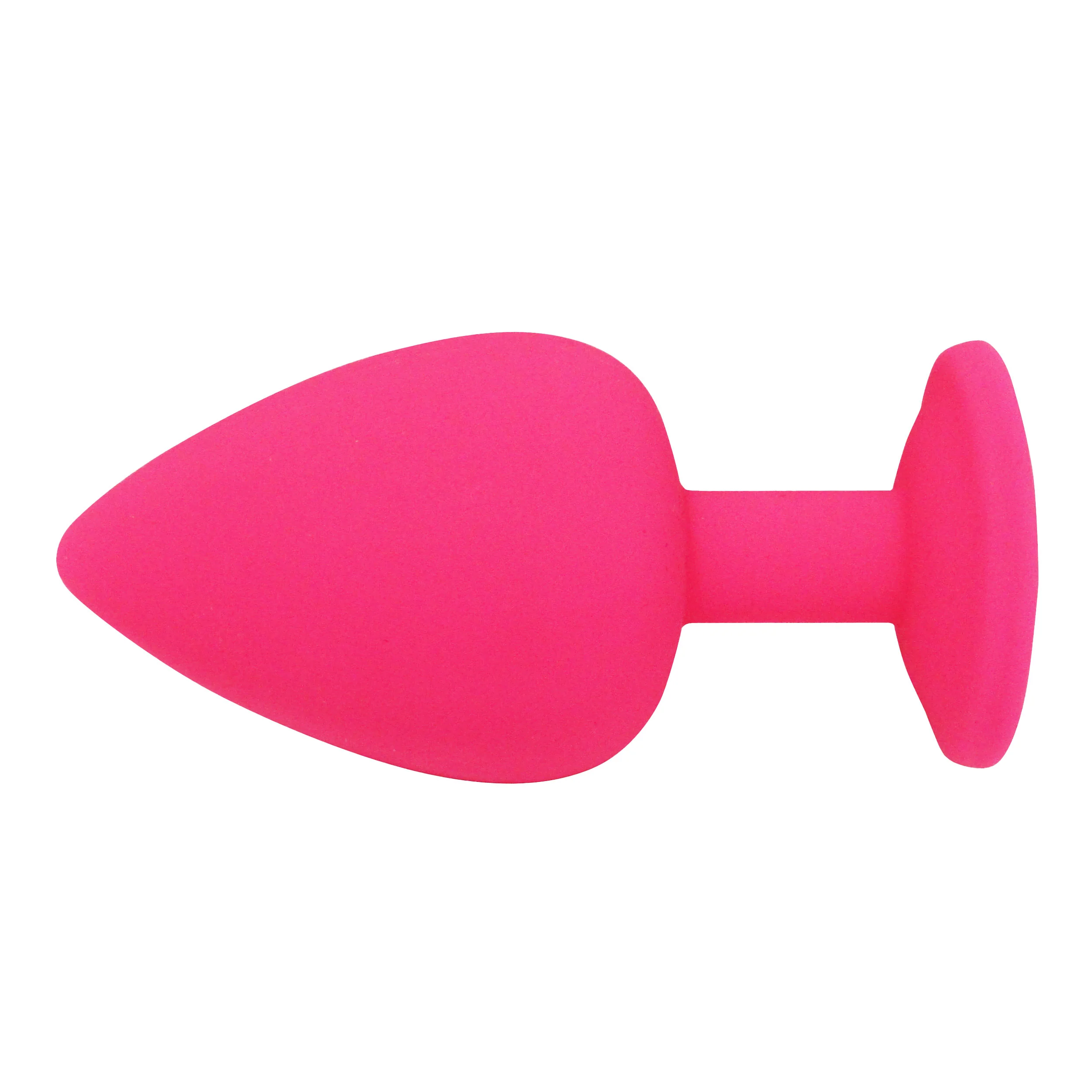 Fetish Pleasure Play Medium Pink Silicone Blue Jewel Butt Plug - Image 2