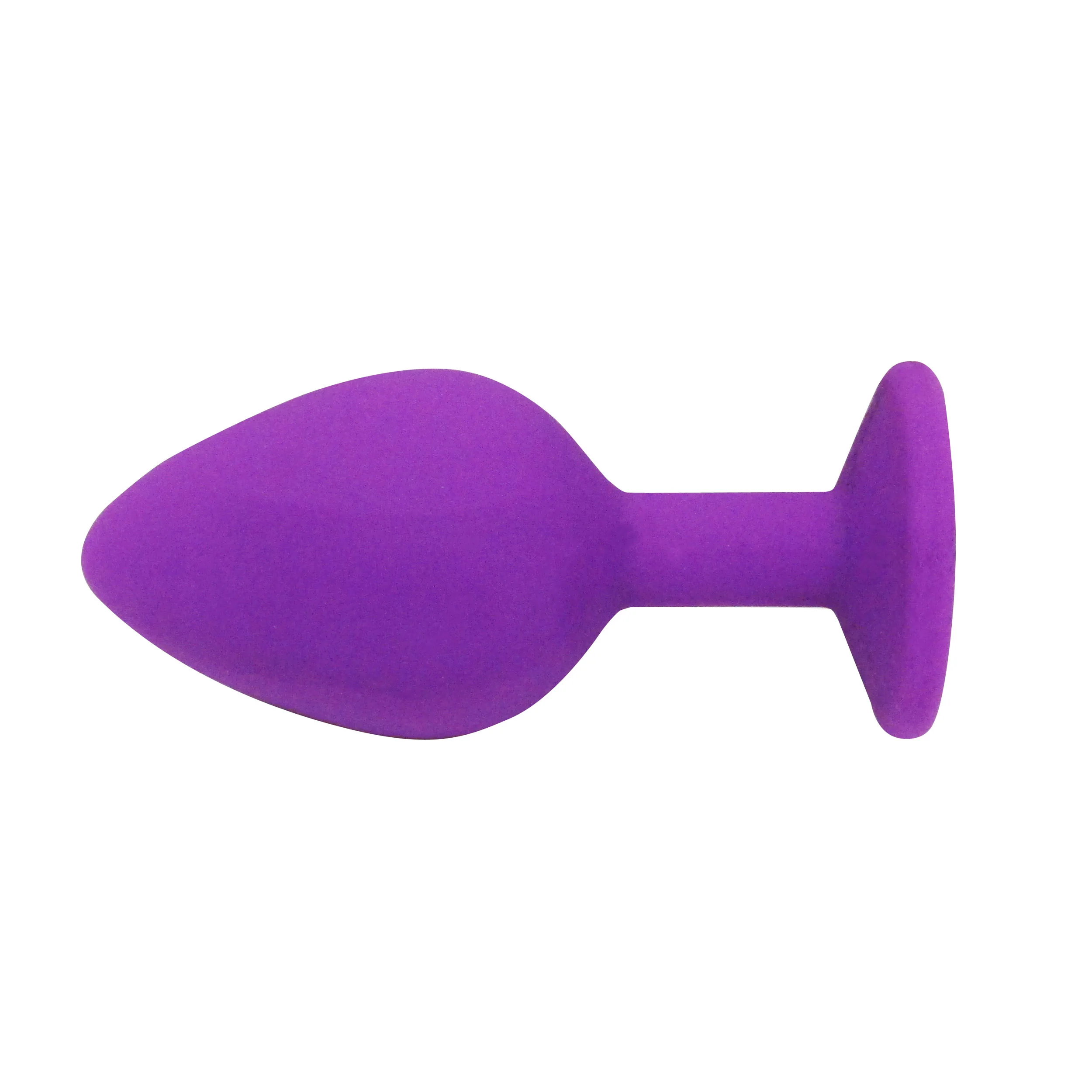 Fetish Pleasure Play Medium Purple Silicone Black Jewel Butt Plug - Image 2